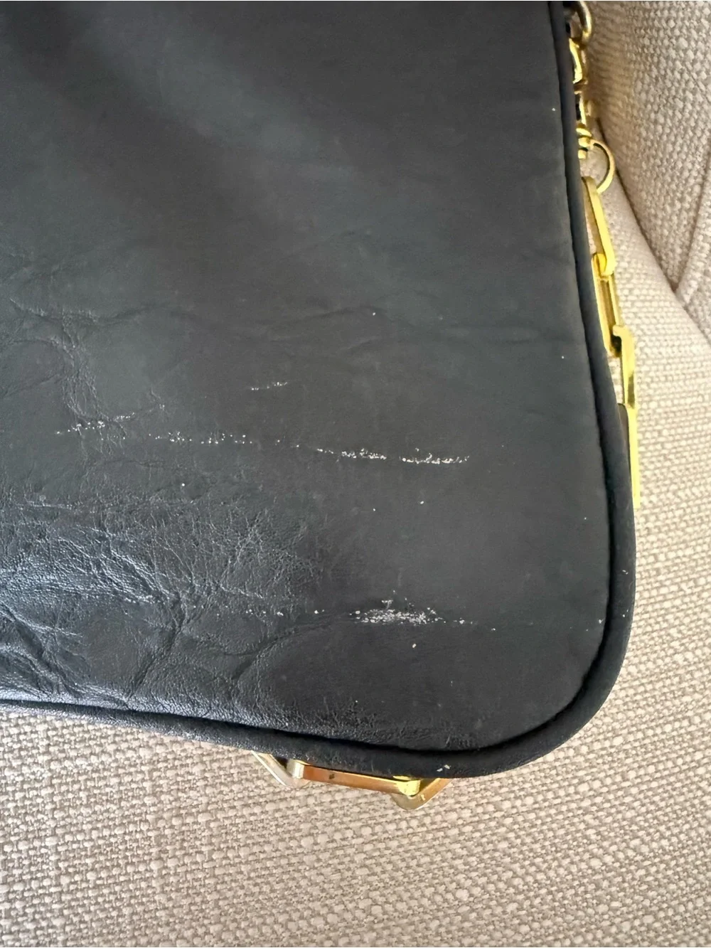 Tory Burch Reva Fold Over Clutch Black Leather Shoulder Bag Gold Logo